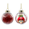 Στολίδι Χριστουγεννιάτικη μπάλα δένδρου διάφανη με κόκκινο γέμισμα 8cm