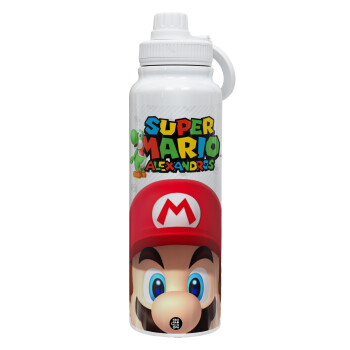 Super mario head, 1L Stainless Steel Thermal Bottle with Phone Holder & Double Wall Insulation