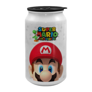 Super mario head, Κούπα ταξιδιού μεταλλική με καπάκι (tin-can) 500ml