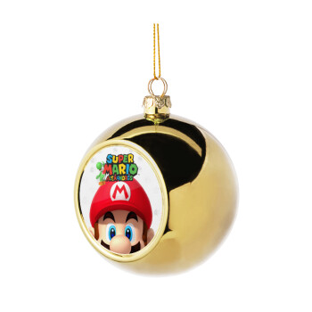 Super mario head, Χριστουγεννιάτικη μπάλα δένδρου Χρυσή 8cm