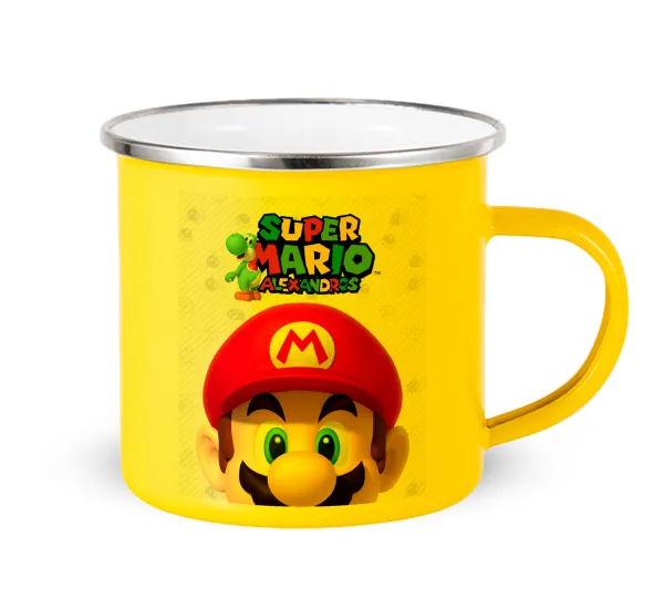 Super mario head — Κούπα Μεταλλική εμαγιέ Κίτρινη 360ml