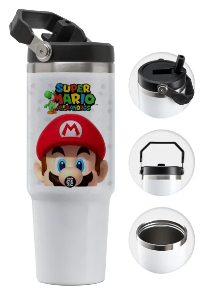 Super mario head — Θερμός Ανοξείδωτο 30oz με χερούλι
