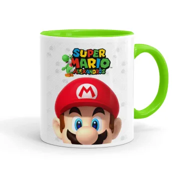 Super mario head, Κούπα χρωματιστή βεραμάν, κεραμική, 330ml
