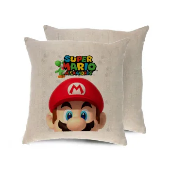 Super mario head, Μαξιλάρι καναπέ ΛΙΝΟ 40x40cm περιέχεται το  γέμισμα