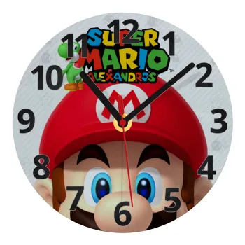 Super mario head, Ρολόι τοίχου γυάλινο (20cm)