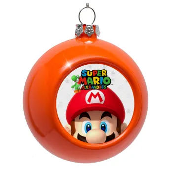 Super mario head, Orange Christmas tree ornament bauble 8cm