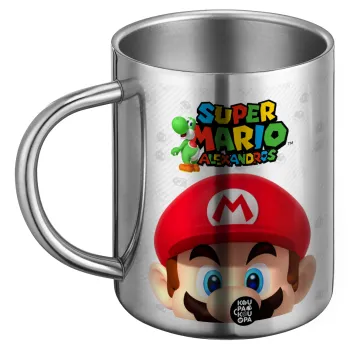 Super mario head, Ανοξείδωτη Μεταλλική Κούπα 450ml - Διπλού Τοιχώματος