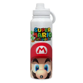Super mario head, Θερμός 1L Ανοξείδωτο με Βάση Κινητού & Διπλά Τοιχώματα