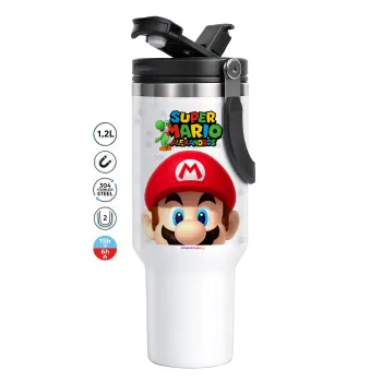 Super mario head, Mega Tumbler με καπάκι, διπλού τοιχώματος (θερμό) 1,2L
