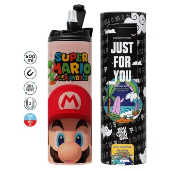 Super mario head, Tumbler stainless steel PINK 600ml