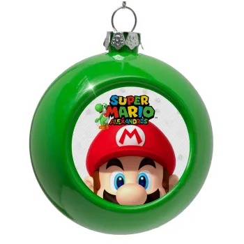 Super mario head, Green Christmas tree ornament bauble 8cm
