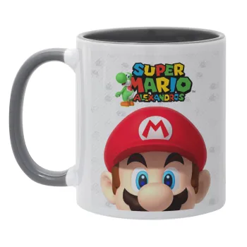 Super mario head, Mug colored grey, ceramic, 330ml