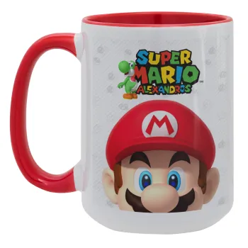 Super mario head, Κούπα Mega 15oz, κεραμική Κόκκινη, 450ml