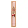 Easter Set, wooden keychain & scented flat Easter candle (30cm) (PINK)