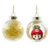 Transparent Christmas tree ball ornament with gold filling 8cm