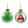 Transparent Christmas tree ball ornament with green filling 8cm