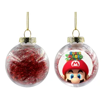 Super mario head, Transparent Christmas tree ball ornament with red filling 8cm