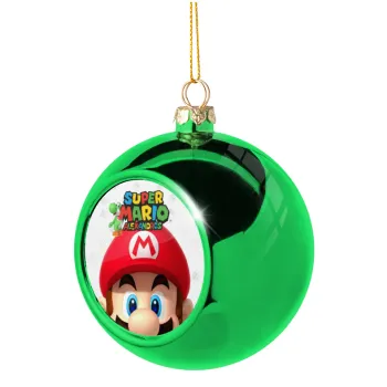 Super mario head, Green Christmas tree ornament ball 8cm