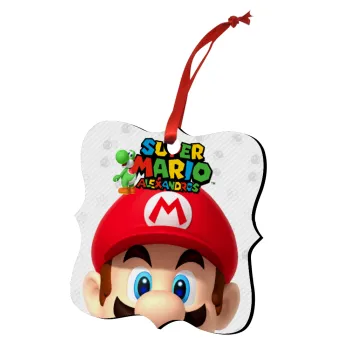 Super mario head, Στολίδι Χριστουγεννιάτικο στολίδι polygon ξύλινο 7.5cm
