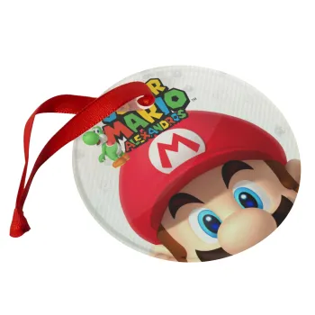 Super mario head, Στολίδι Χριστουγεννιάτικο στολίδι γυάλινο 9cm