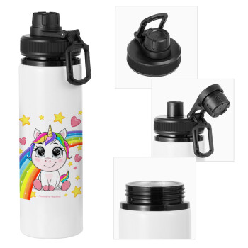Unicorn baby με όνομα, Metal water bottle with safety cap, aluminum 850ml