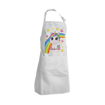 Unicorn baby με όνομα, Adult Chef Apron (with sliders and 2 pockets)