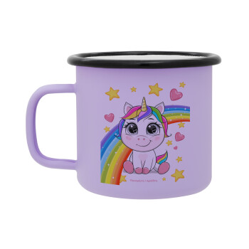 Unicorn baby με όνομα, Κούπα Μεταλλική εμαγιέ ΜΑΤ Light Pastel Purple 360ml