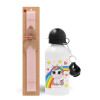 Easter Set, metallic aluminum bottle (500ml) & aromatic flat Easter candle (30cm) (PINK)