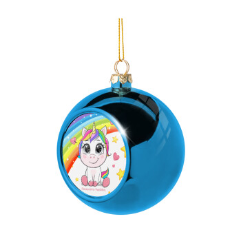 Unicorn baby με όνομα, Blue Christmas tree ball ornament 8cm