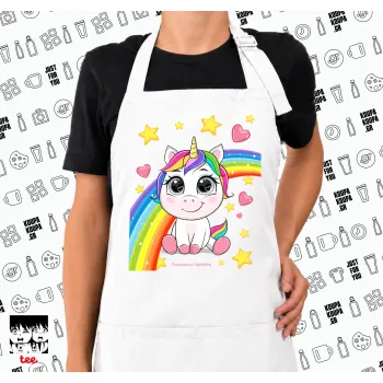 Unicorn baby με όνομα, Ποδιά μακριά Σεφ ολόσωμη με τσέπες white (ΕΝΗΛΙΚΩΝ)