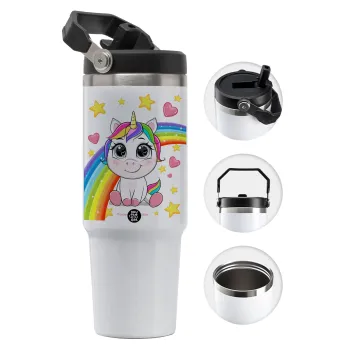 Unicorn baby με όνομα, Θερμός Ανοξείδωτο 30oz με χερούλι