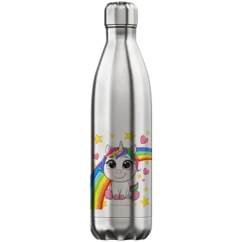 Unicorn baby με όνομα, Inox (Stainless steel) hot metal mug, double wall, 750ml