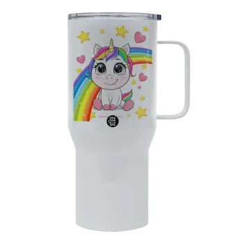 Unicorn baby με όνομα, Tumbler με καπάκι, διπλού τοιχώματος (θερμό) 750L