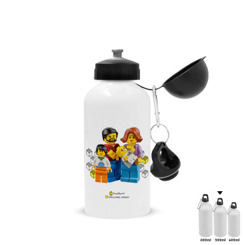 Τύπου Lego family, Metal water bottle, White, aluminum 500ml