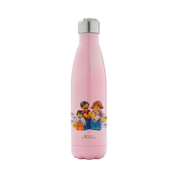 Τύπου Lego family, Metal mug thermos Pink Iridiscent (Stainless steel), double wall, 500ml