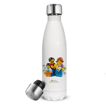 Τύπου Lego family, Metal mug thermos White (Stainless steel), double wall, 500ml
