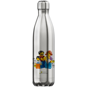 Τύπου Lego family, Inox (Stainless steel) hot metal mug, double wall, 750ml