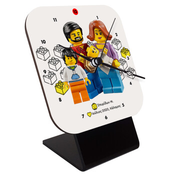 Τύπου Lego family, Quartz Wooden table clock with hands (10cm)