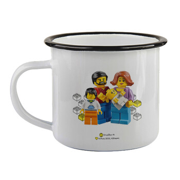 Τύπου Lego family, Κούπα εμαγιέ με μαύρο χείλος 360ml