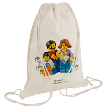 Τύπου Lego family, Τσάντα πλάτης πουγκί GYMBAG natural (28x40cm)