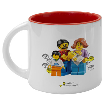 Τύπου Lego family, Κούπα κεραμική 400ml Λευκή/Κόκκινη