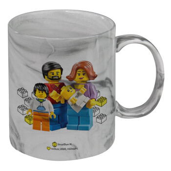 Τύπου Lego family, Mug ceramic marble style, 330ml