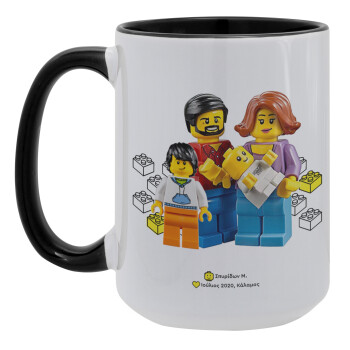 Τύπου Lego family, Κούπα Mega 15oz, κεραμική Μαύρη, 450ml