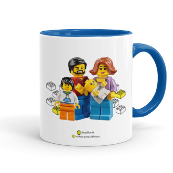 Τύπου Lego family, Κούπα χρωματιστή μπλε, κεραμική, 330ml