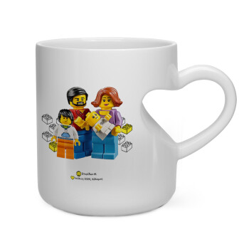 Τύπου Lego family, Κούπα καρδιά λευκή, κεραμική, 330ml