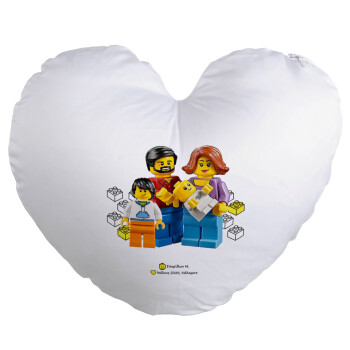 Τύπου Lego family, Μαξιλάρι καναπέ καρδιά 40x40cm περιέχεται το  γέμισμα