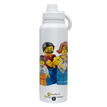 Τύπου Lego family, 1L Stainless Steel Thermal Bottle with Phone Holder & Double Wall Insulation