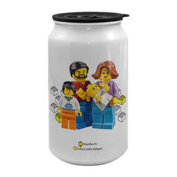 Τύπου Lego family, Κούπα ταξιδιού μεταλλική με καπάκι (tin-can) 500ml