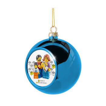 Τύπου Lego family, Χριστουγεννιάτικη μπάλα δένδρου Μπλε 8cm