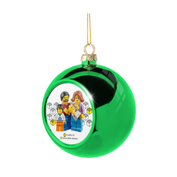Τύπου Lego family, Χριστουγεννιάτικη μπάλα δένδρου Πράσινη 8cm